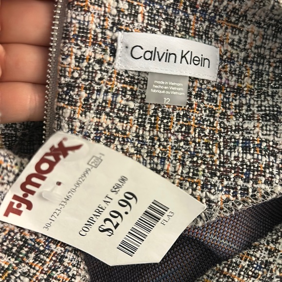 NWOT Calvin Klein Multi Boucle Career Sheath Shift Dress Short Sleeve Sz 12 - Picture 7 of 12